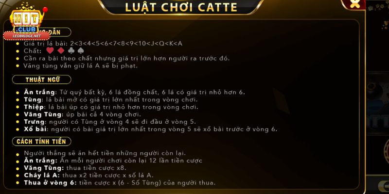 Thuật ngữ cần biết khi chơi bài catte