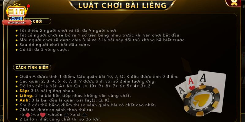 Luật chơi cơ bản của game bài Liêng HitClub