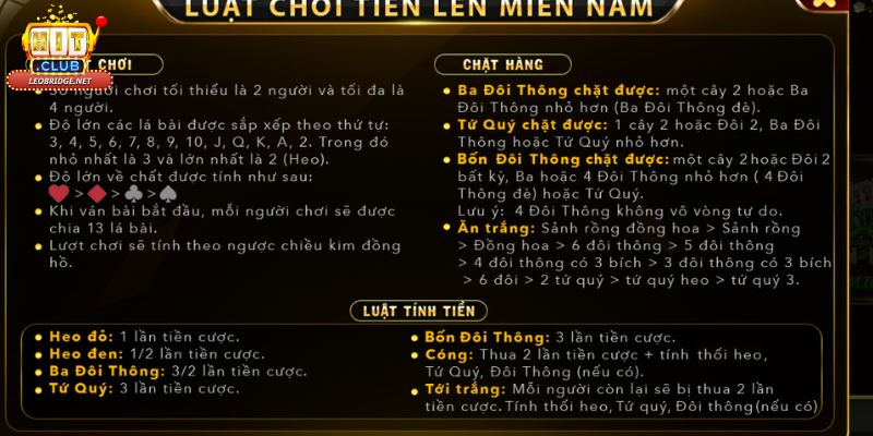 Thuật ngữ và cách chặt Tiến lên miền Nam Hit club 